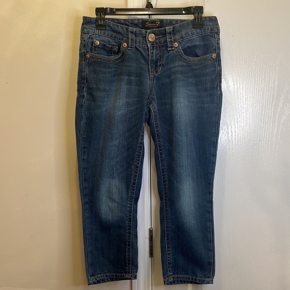 Seven7 Jeans Crop Ankle Jeans Capri Pants Medium Blue Wash Size 4 - Picture 2 of 14